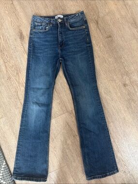 Zara Woman’s High Waisted Dark Blue flair Leg Jeans